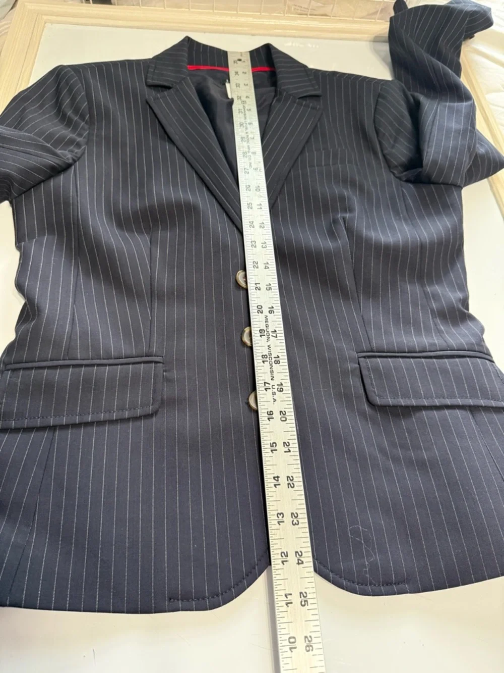 J.Crew Women's Suit Set Navy Blue Pinstripe Wool Blazer (Sz 8) & Pants (Sz 2)
